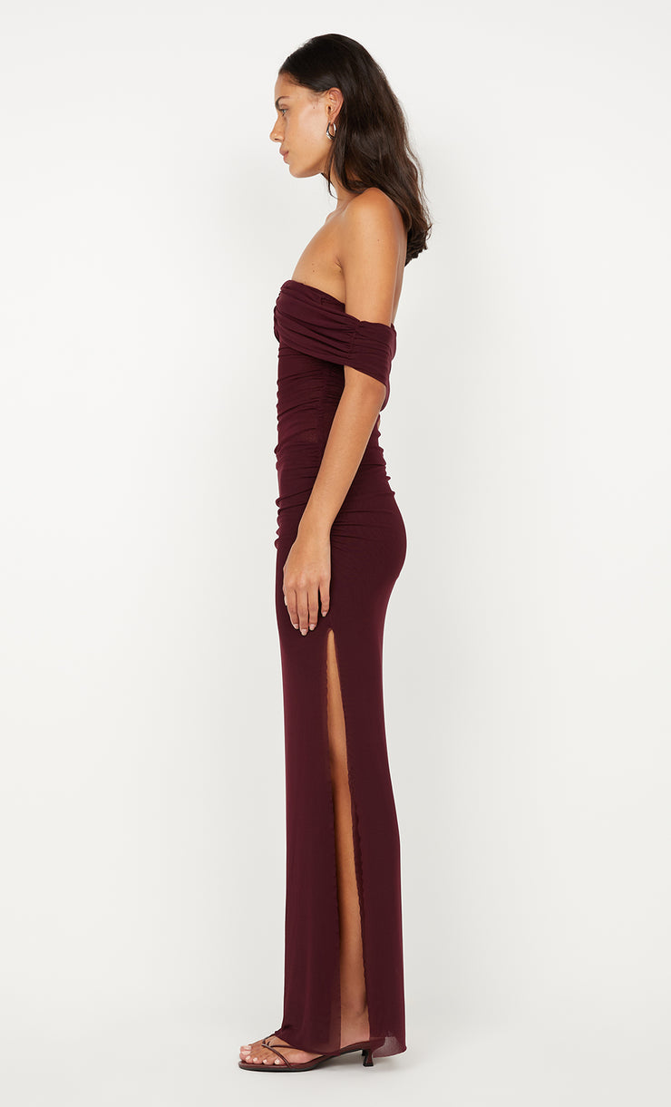 POPPY GATHERED MAXI DRESS - PLUM