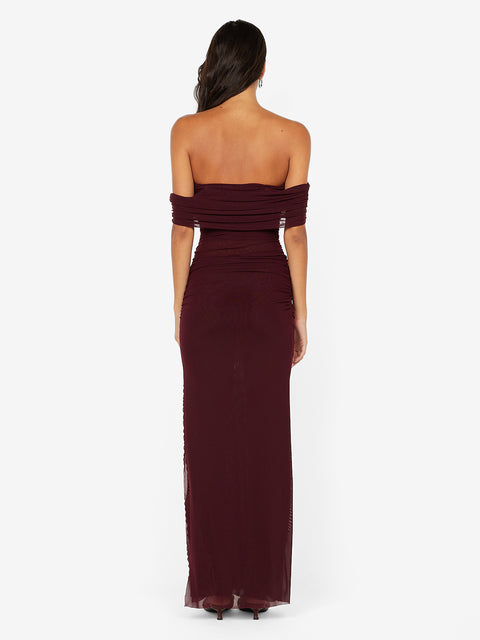 POPPY GATHERED MAXI DRESS - PLUM