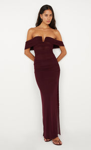 POPPY GATHERED MAXI DRESS - PLUM