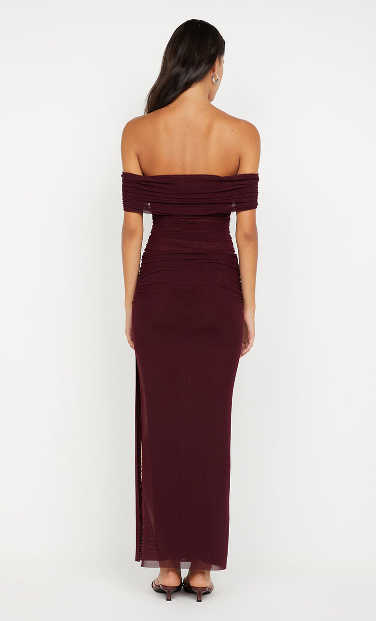 POPPY GATHERED MAXI DRESS - PLUM