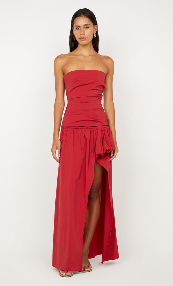 DANTE STRAPLESS MAXI DRESS - CHERRY