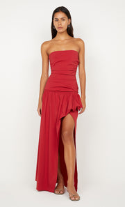 DANTE STRAPLESS MAXI DRESS - CHERRY
