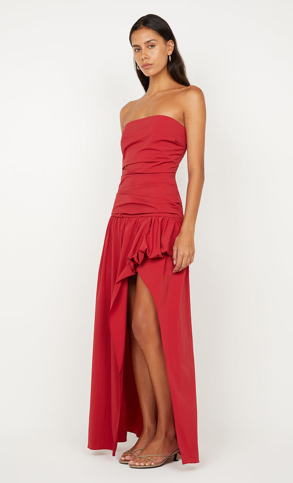 DANTE STRAPLESS MAXI DRESS - CHERRY