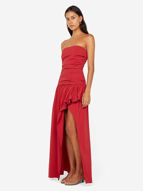 DANTE STRAPLESS MAXI DRESS - CHERRY