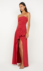 DANTE STRAPLESS MAXI DRESS - CHERRY