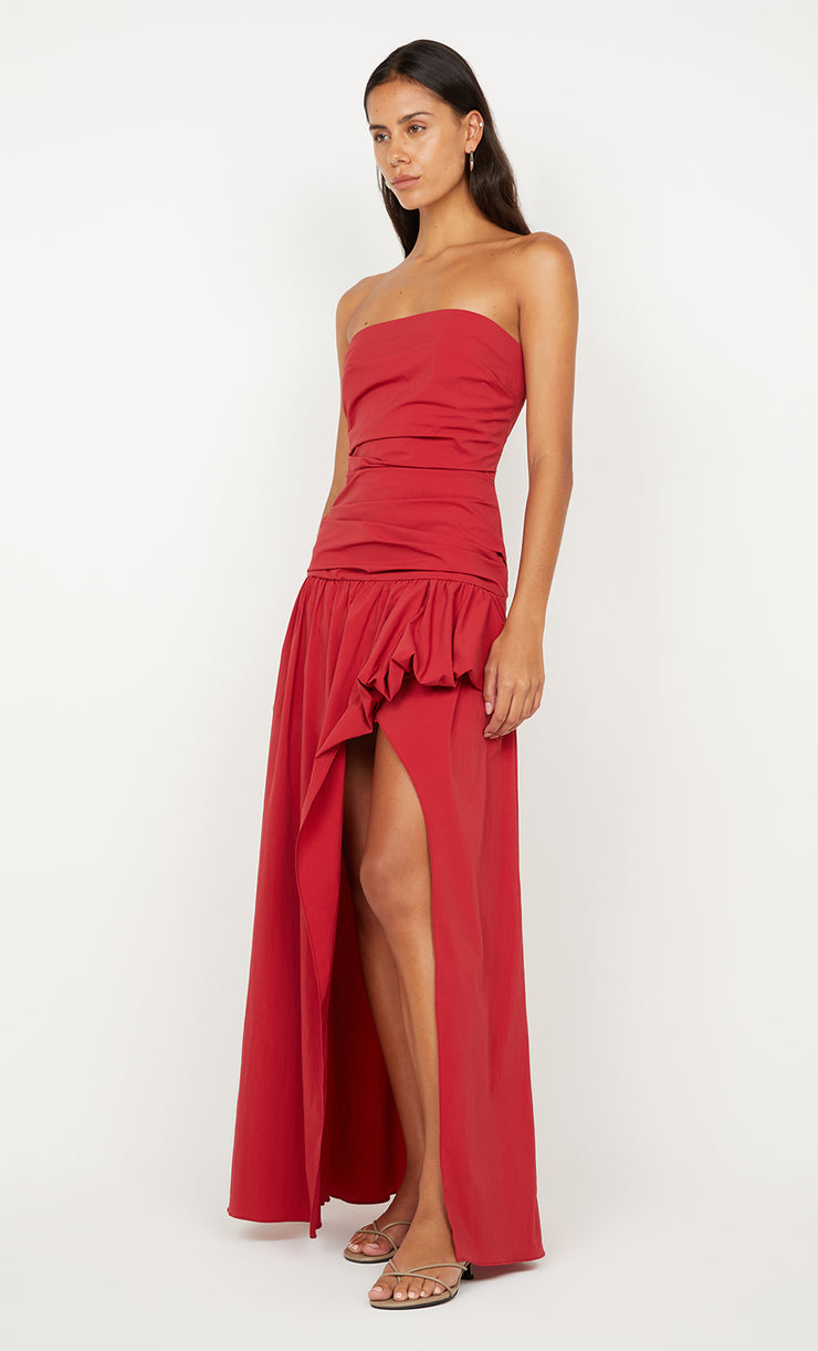 DANTE STRAPLESS MAXI DRESS - CHERRY