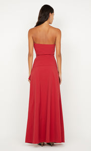 DANTE STRAPLESS MAXI DRESS - CHERRY