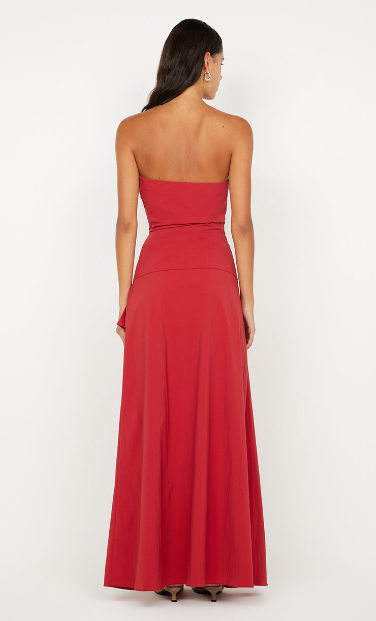 DANTE STRAPLESS MAXI DRESS - CHERRY