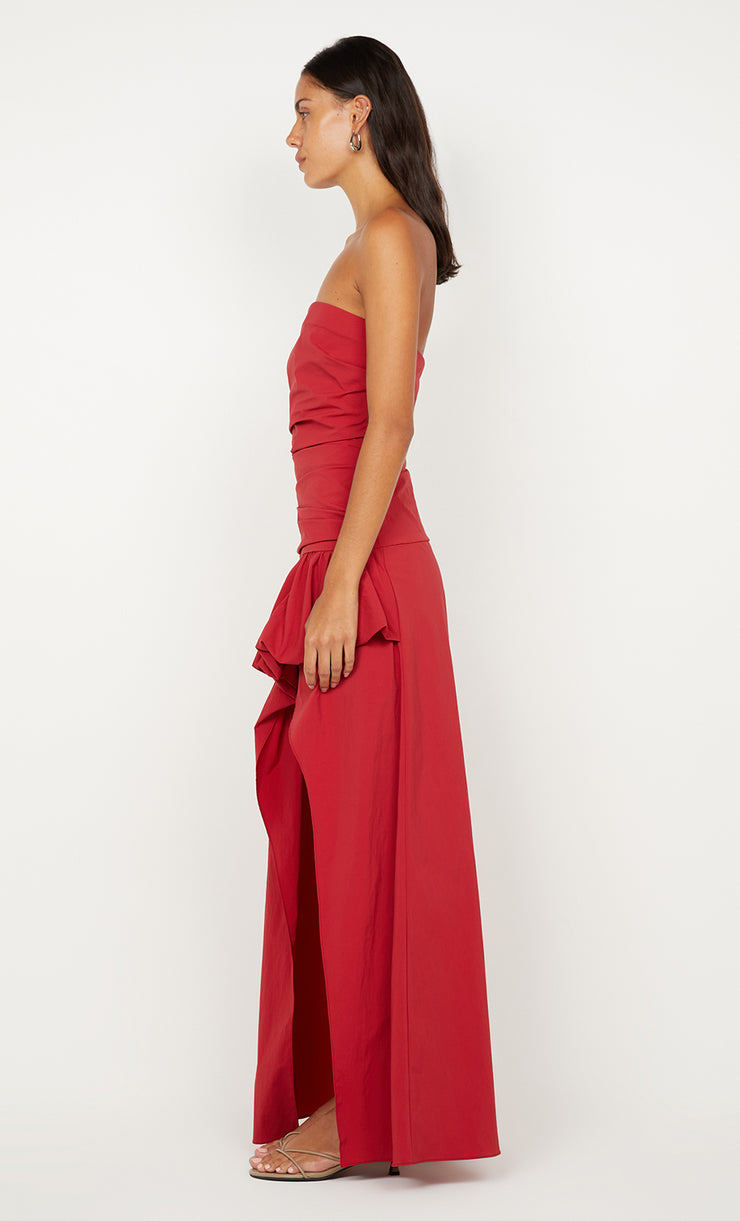 DANTE STRAPLESS MAXI DRESS - CHERRY