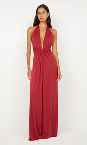 SUSIE PLUNGE MAXI DRESS - CHERRY