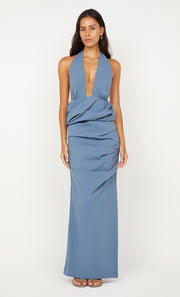 PRISCILLA BUBBLE MAXI DRESS - STEEL BLUE