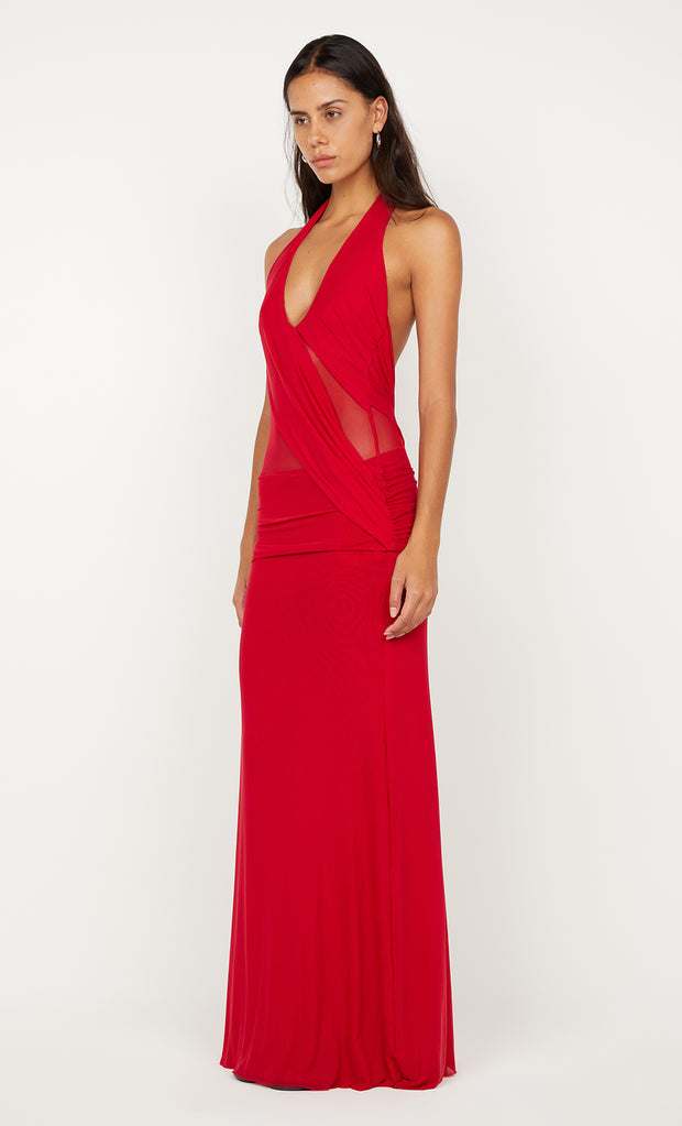 DEIJA HALTER MAXI DRESS - STRAWBERRY
