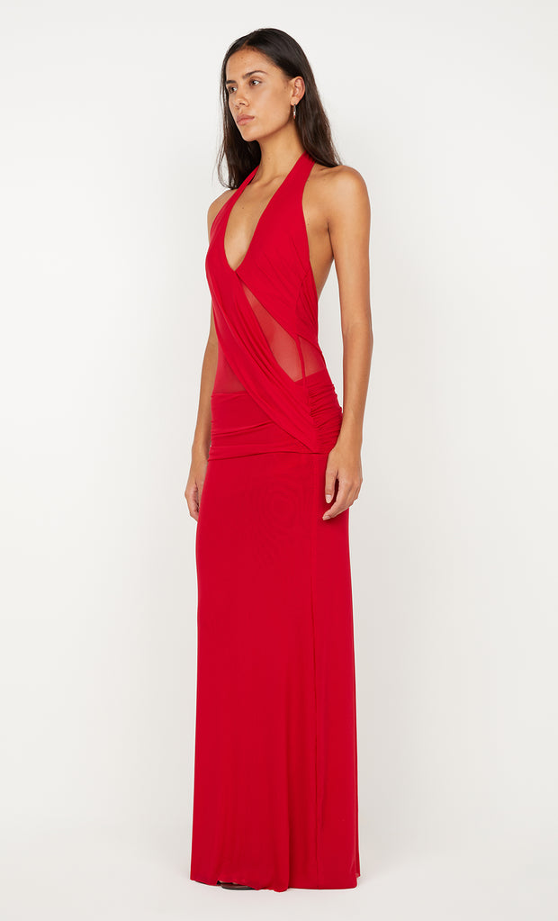 DEIJA HALTER MAXI DRESS - STRAWBERRY