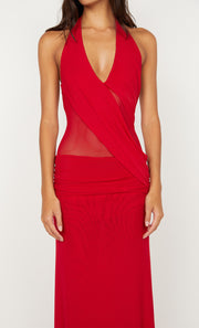 DEIJA HALTER MAXI DRESS - STRAWBERRY