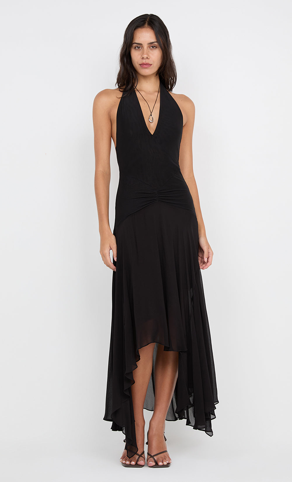 IDA WRAP MIDI DRESS - BLACK