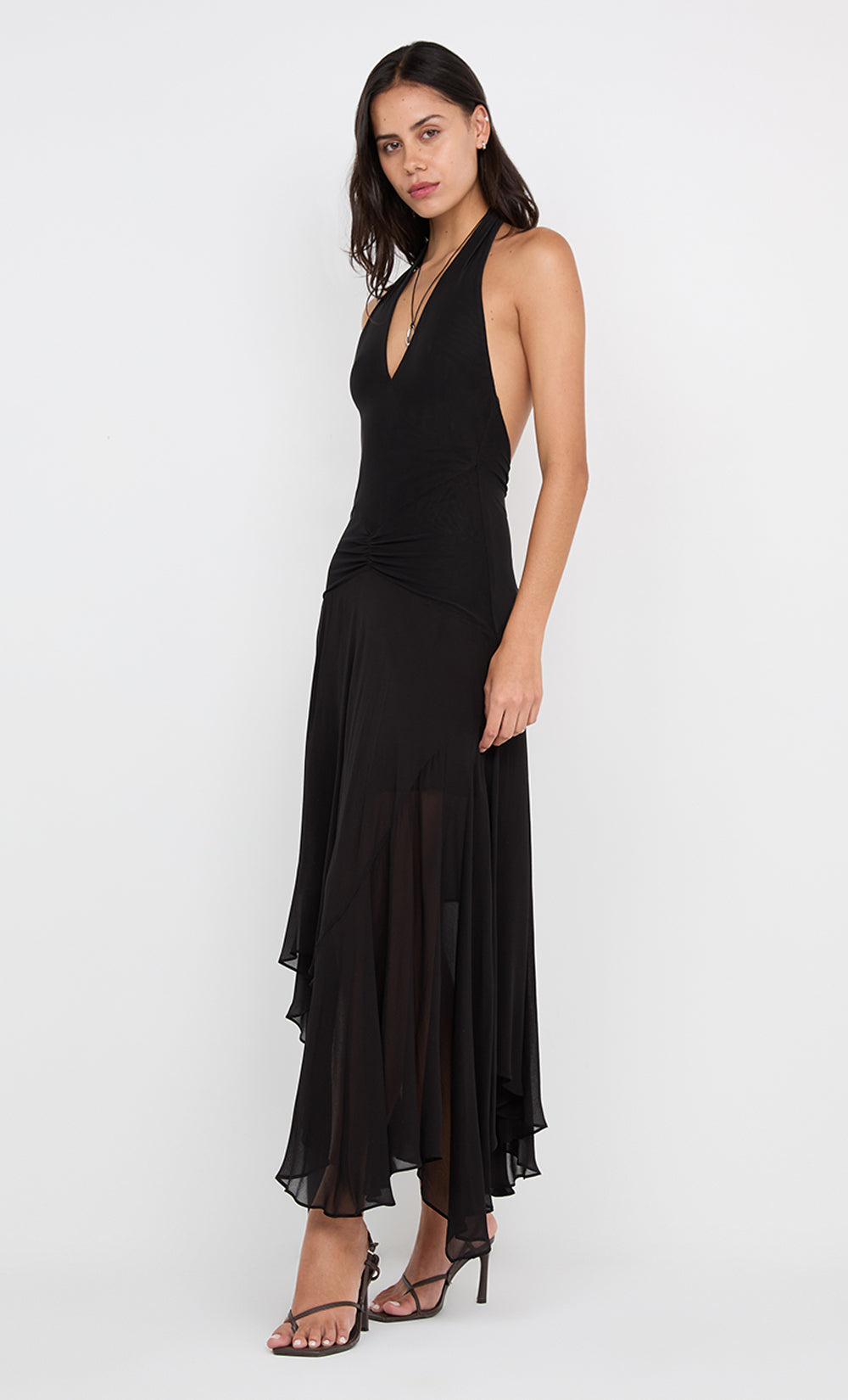 IDA WRAP MIDI DRESS - BLACK