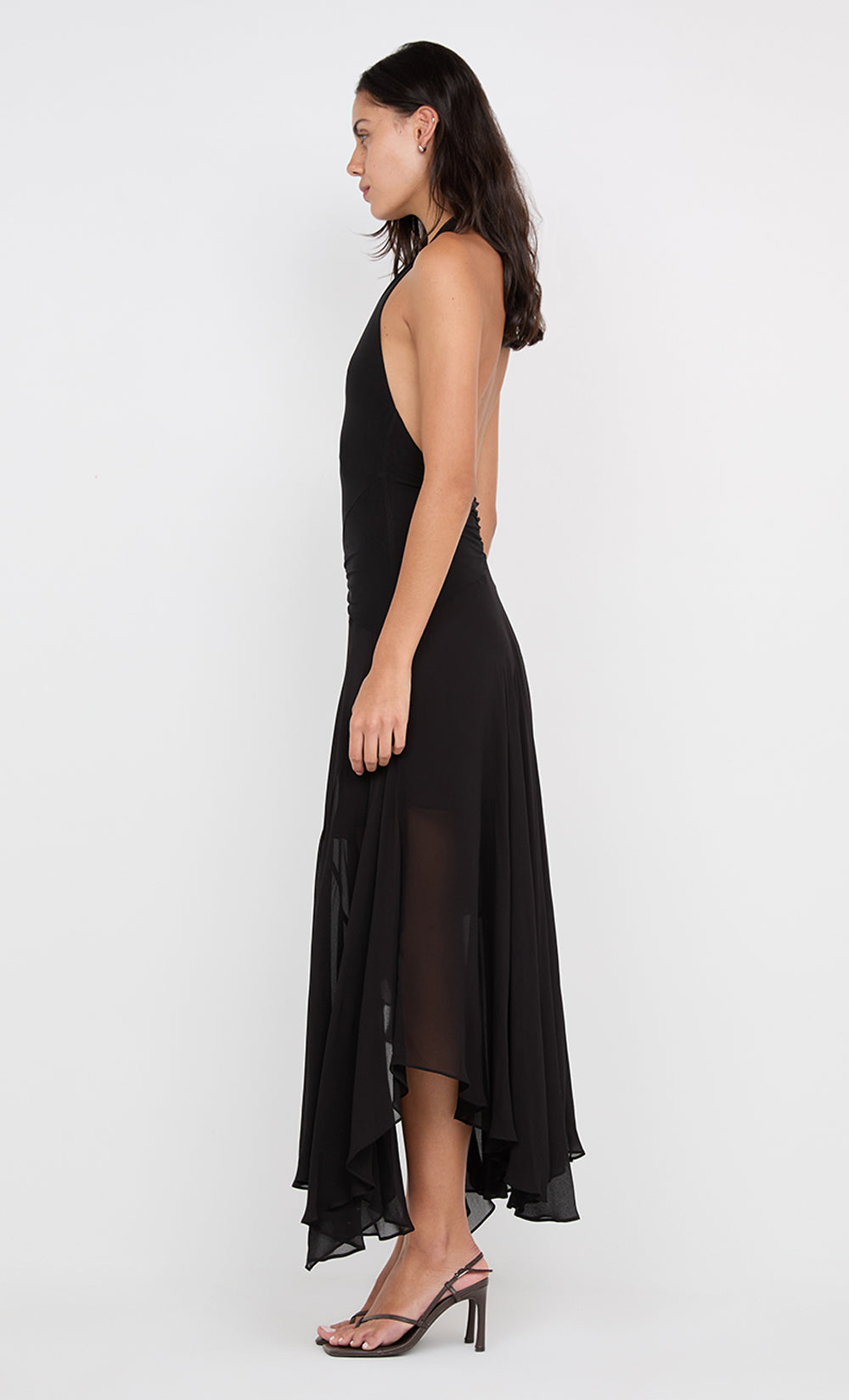IDA WRAP MIDI DRESS - BLACK
