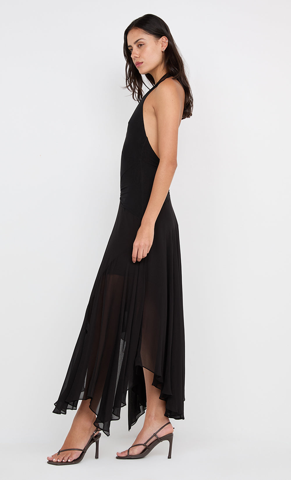 IDA WRAP MIDI DRESS - BLACK