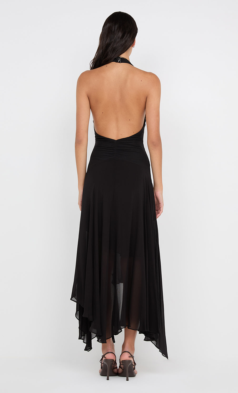 IDA WRAP MIDI DRESS - BLACK