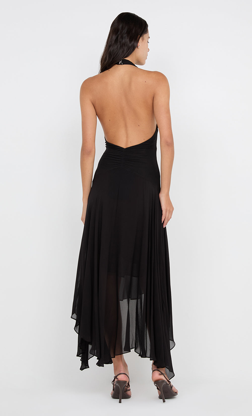 IDA WRAP MIDI DRESS - BLACK