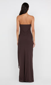 SONEVA STRAPLESS MAXI DRESS - DARK CHOCOLATE