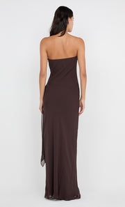 SONEVA STRAPLESS MAXI DRESS - DARK CHOCOLATE
