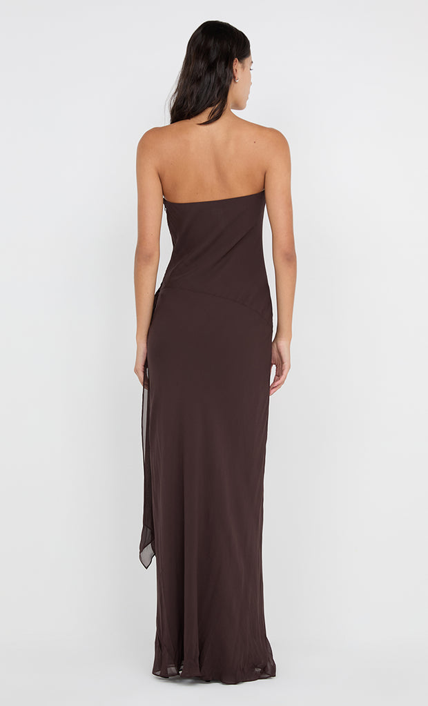 SONEVA STRAPLESS MAXI DRESS - DARK CHOCOLATE