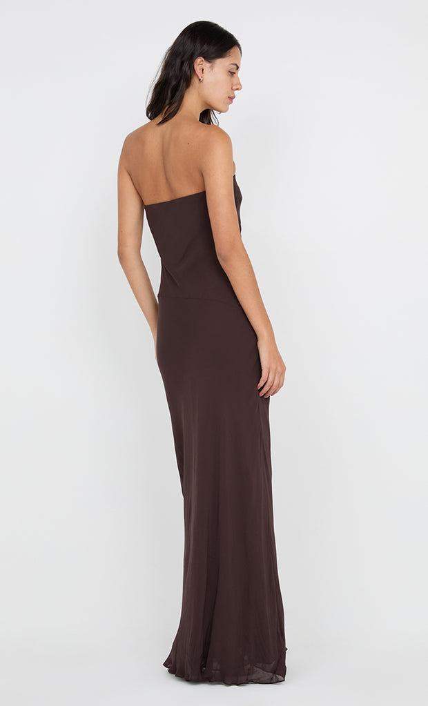 SONEVA STRAPLESS MAXI DRESS - DARK CHOCOLATE