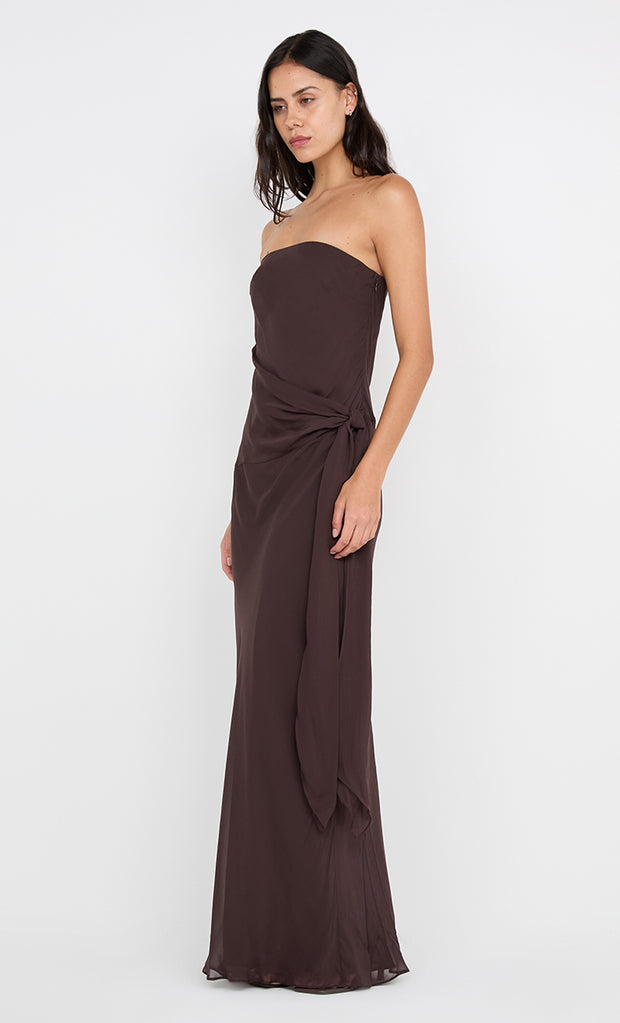 SONEVA STRAPLESS MAXI DRESS - DARK CHOCOLATE