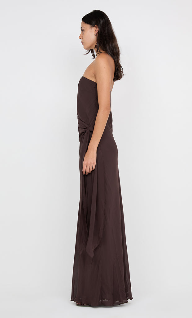 SONEVA STRAPLESS MAXI DRESS - DARK CHOCOLATE