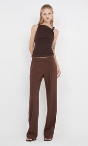 JUDE BELTED PANT  - CHOC