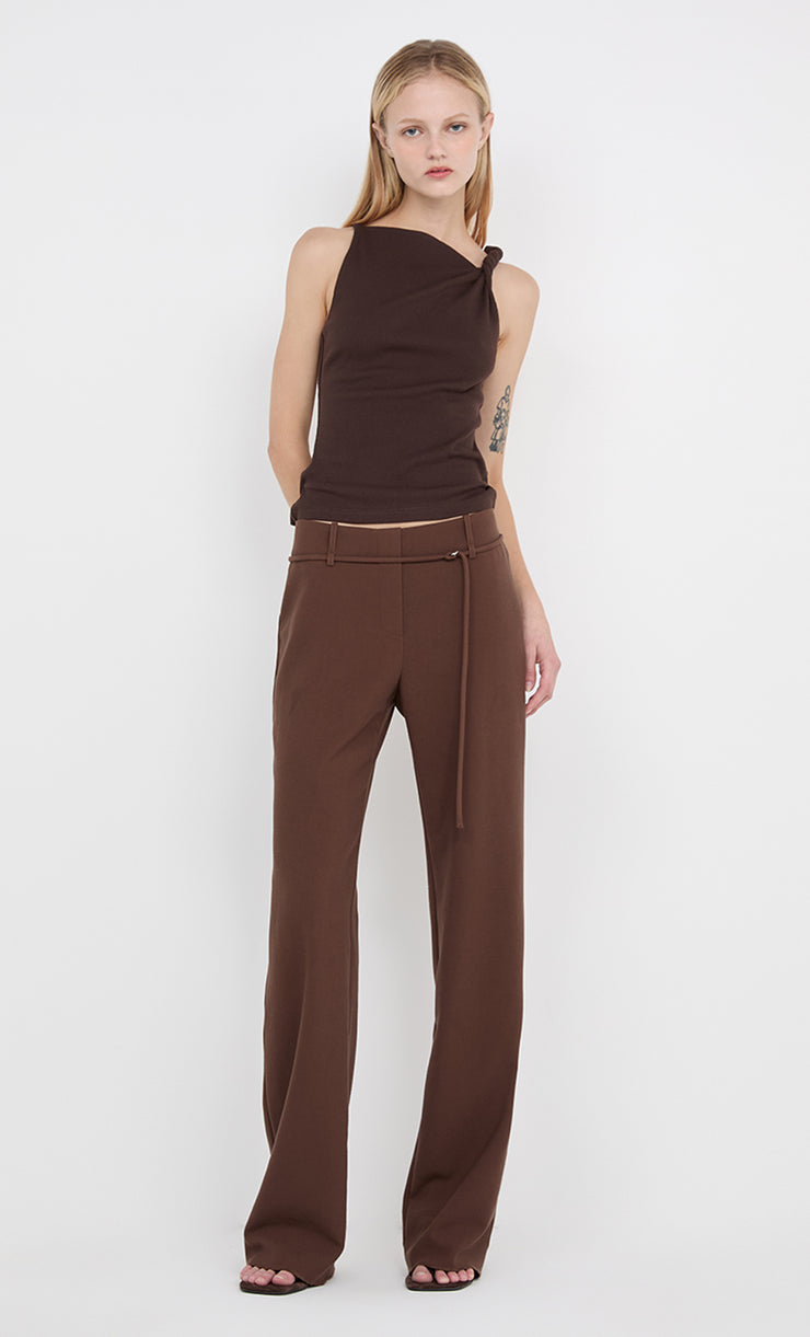 JUDE BELTED PANT  - CHOC