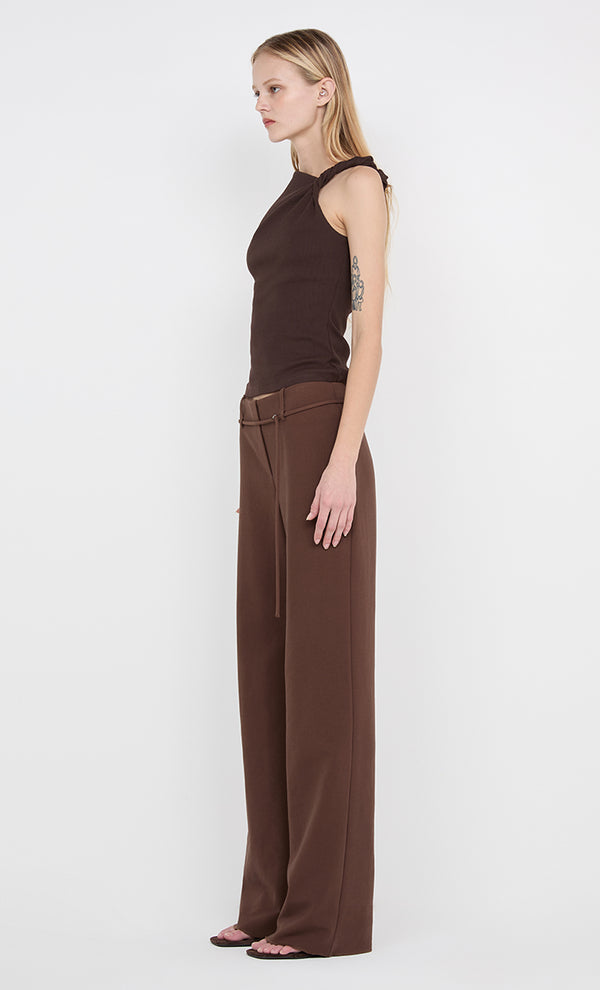 JUDE BELTED PANT  - CHOC