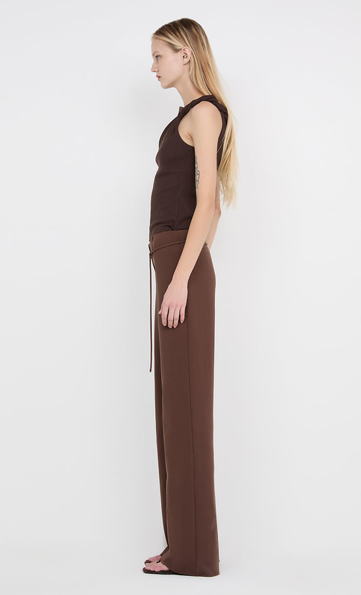 JUDE BELTED PANT  - CHOC