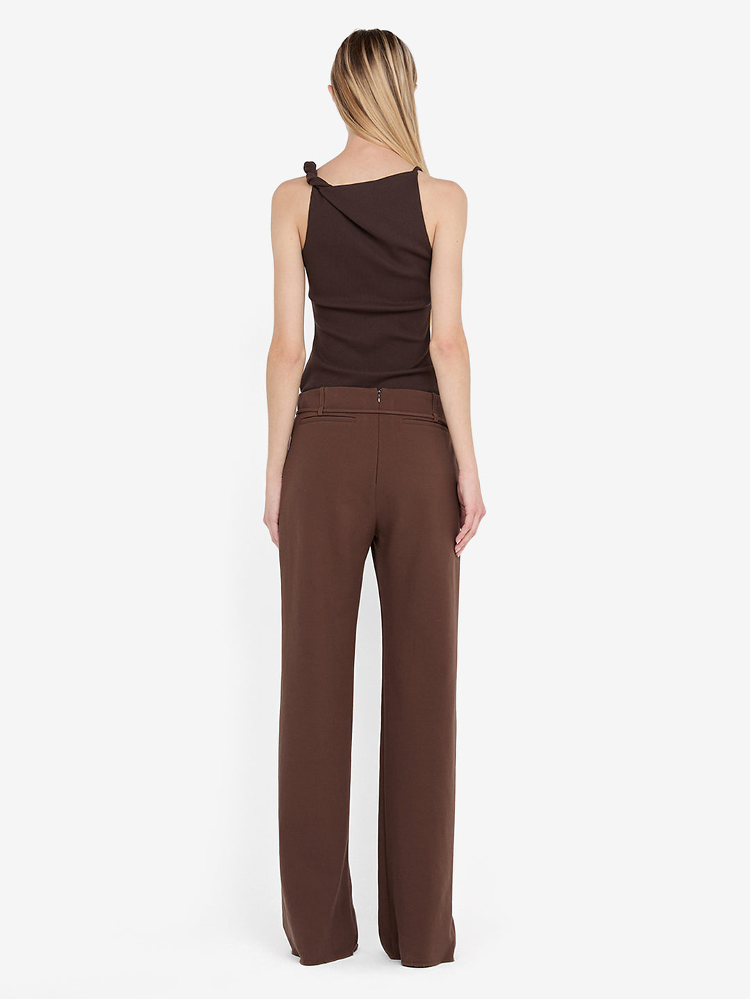 JUDE BELTED PANT  - CHOC