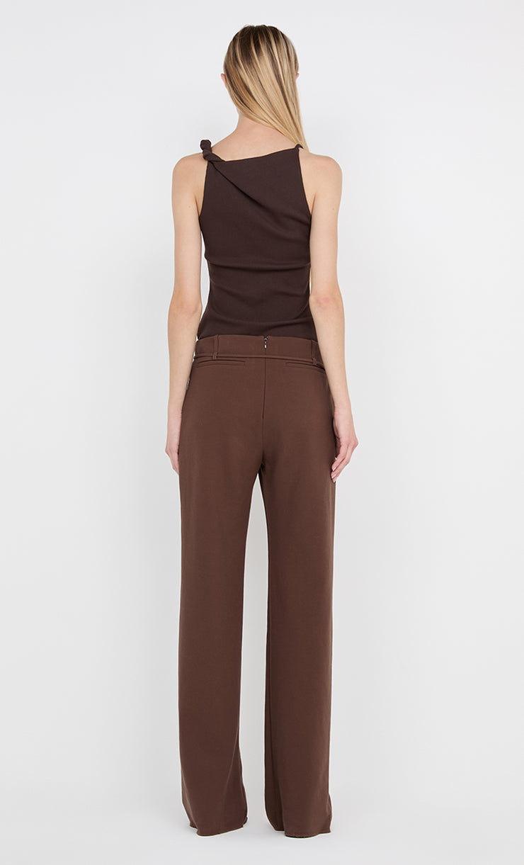 JUDE BELTED PANT  - CHOC
