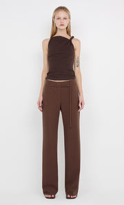 JUDE BELTED PANT  - CHOC