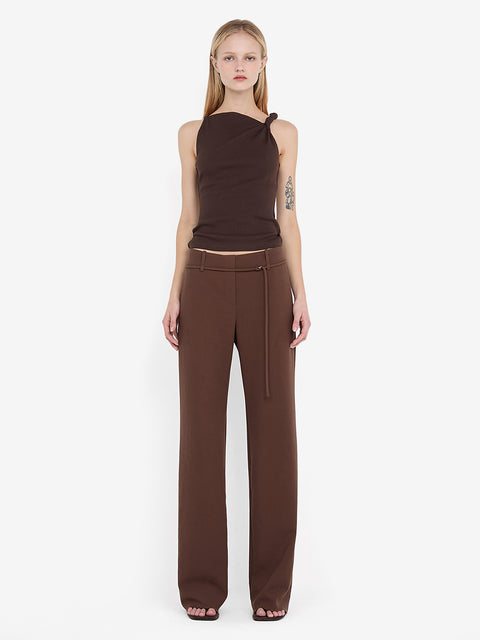 JUDE BELTED PANT  - CHOC
