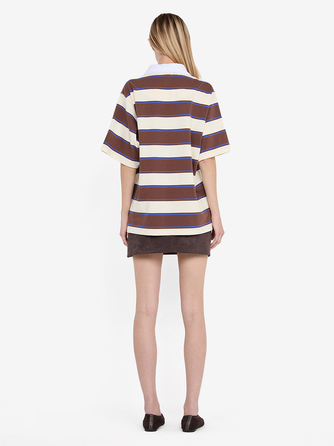 MYLO JERSEY TEE - IVORY/CHOC STRIPE