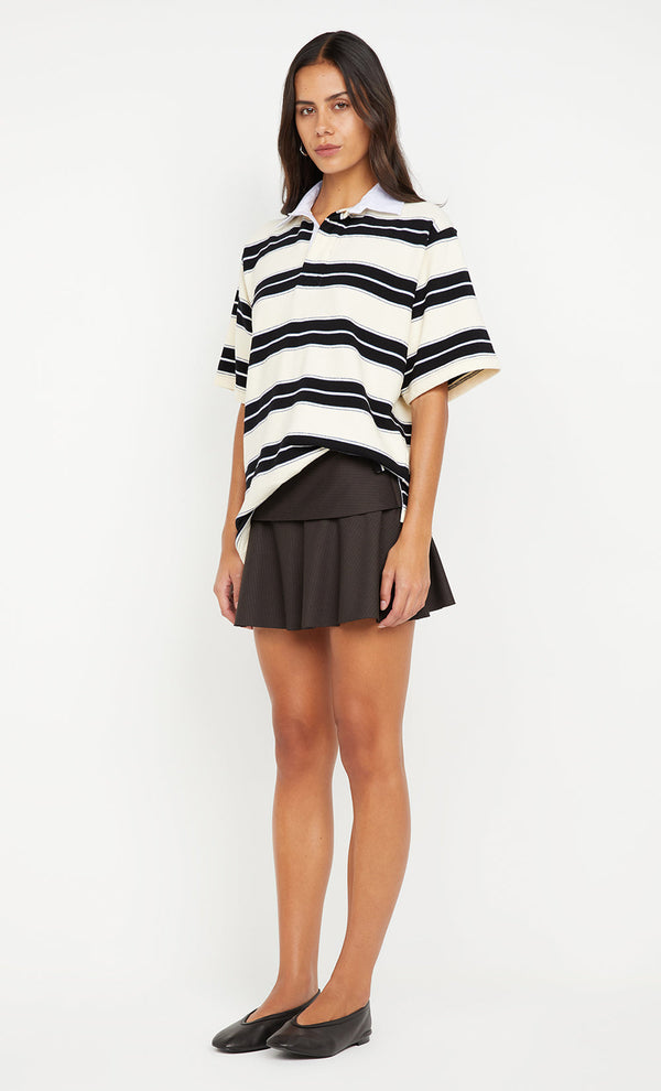 INGRID MINI SKIRT - CHOC PINSTRIPE
