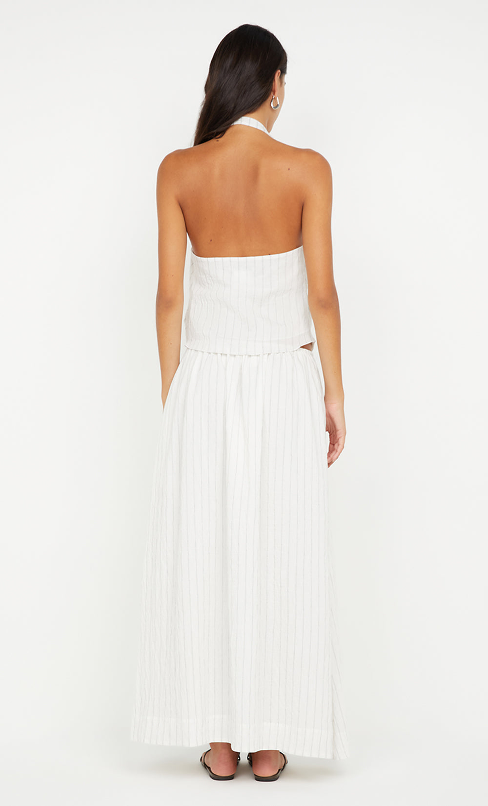 SASKI HALTER TOP - WHITE/BLACK STRIPE