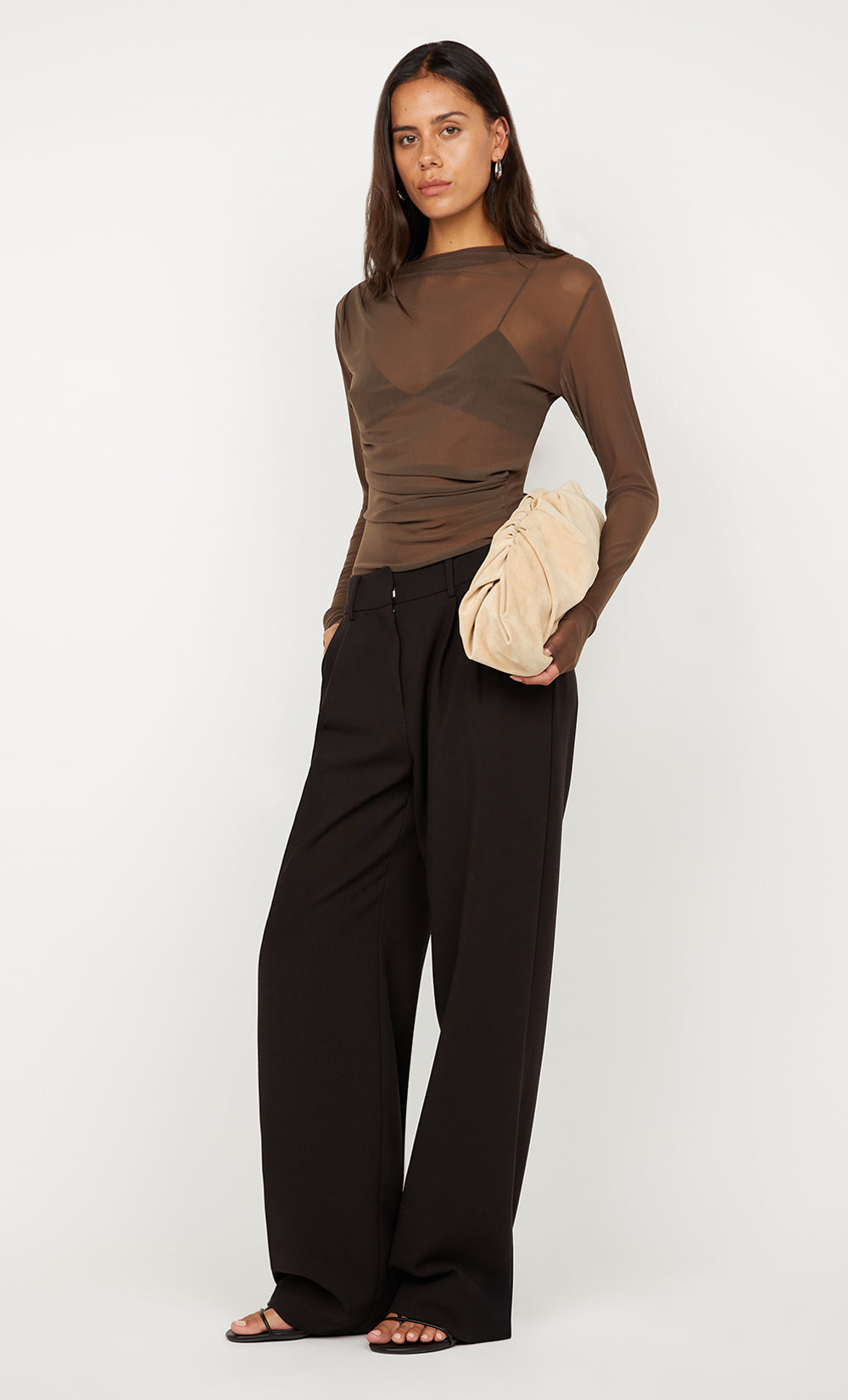 SALINA LONG SLEEVE TOP - MILK CHOCOLATE