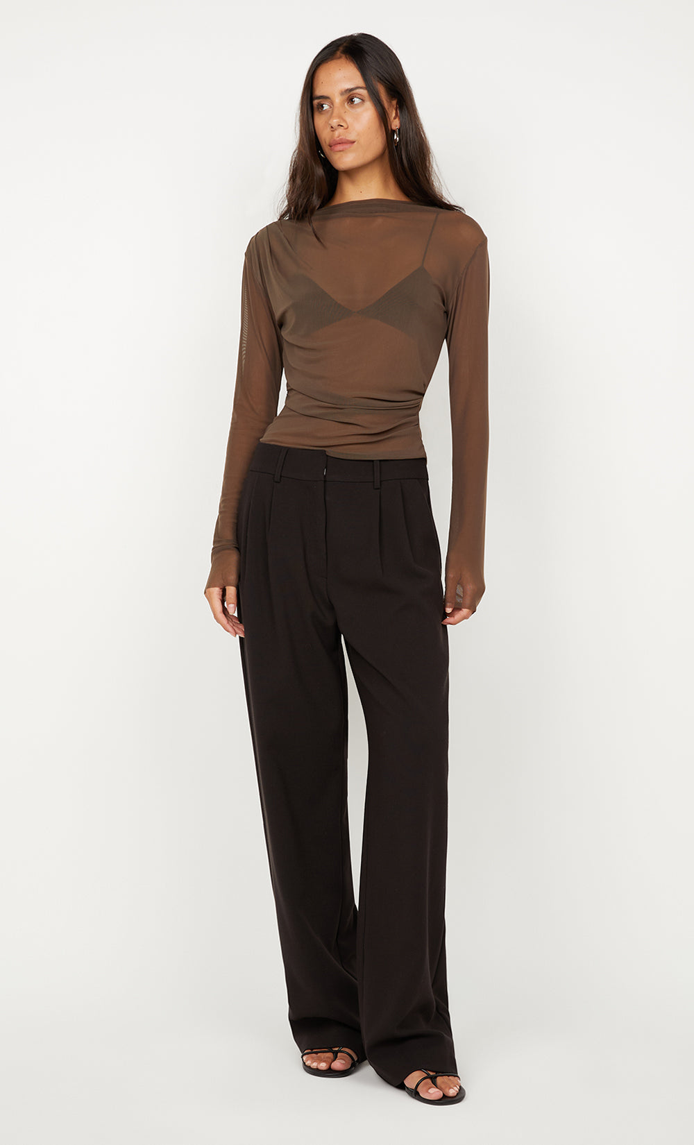 SALINA LONG SLEEVE TOP - MILK CHOCOLATE