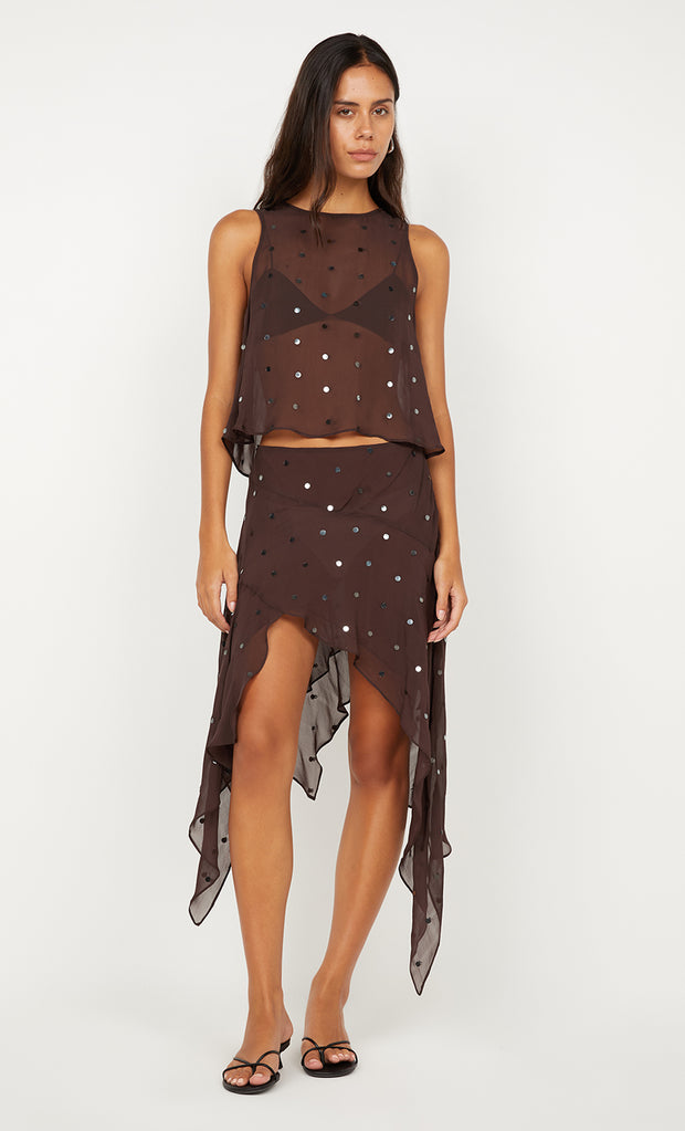 ARIELLE SHELL TOP - DARK CHOCOLATE