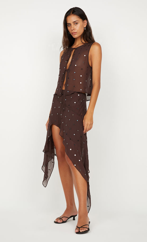ARIELLE SHELL TOP - DARK CHOCOLATE