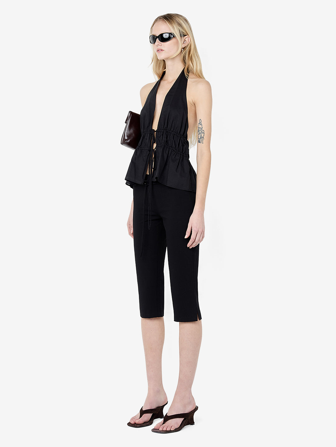 LYNNA HALTER TOP - BLACK