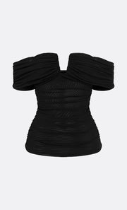 CAMILLE OFFSHOULDER TOP - BLACK