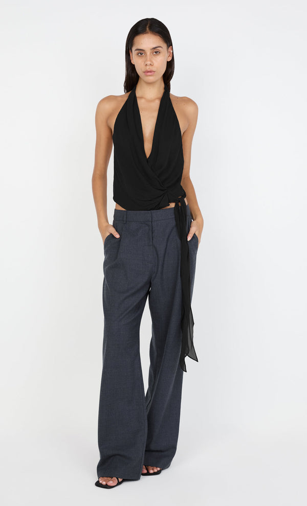 CELYSE HALTER TOP - BLACK