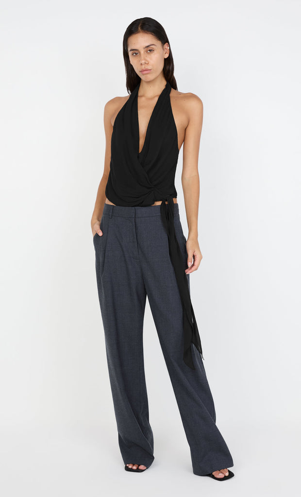 CELYSE HALTER TOP - BLACK