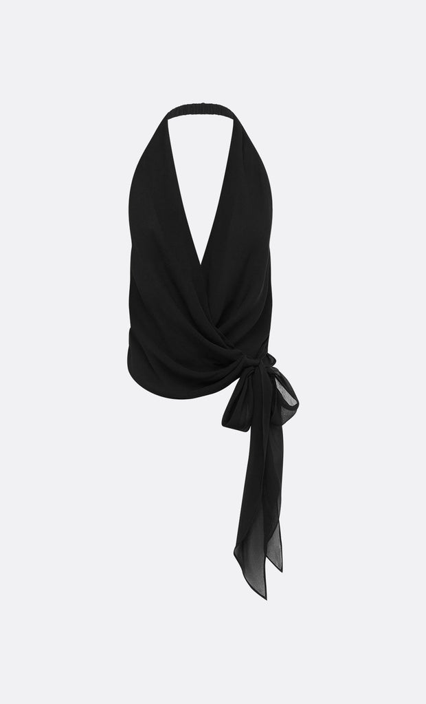 CELYSE HALTER TOP - BLACK